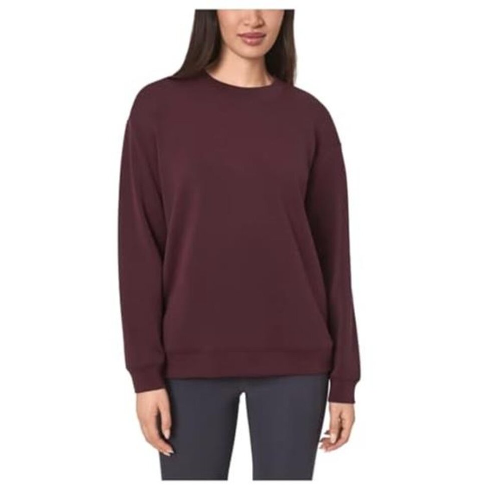 Mondetta Women's Cozy Fleece Active Crewneck Pullover Sweatshirt with Pockets